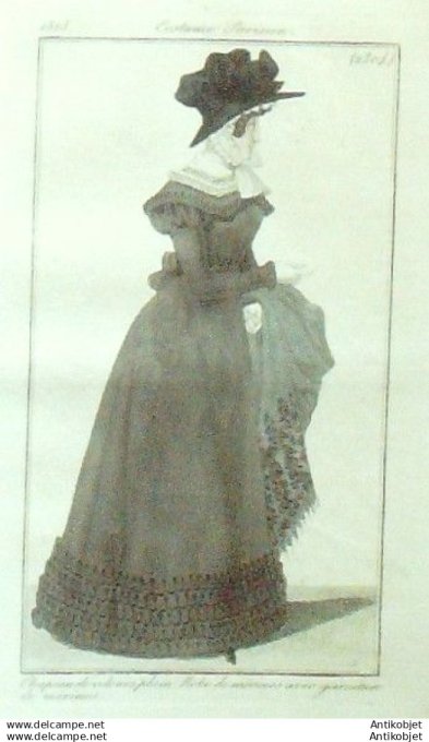 Gravure Mode Costume Parisien 1825 # 2304 (eau forte old Fashion plate