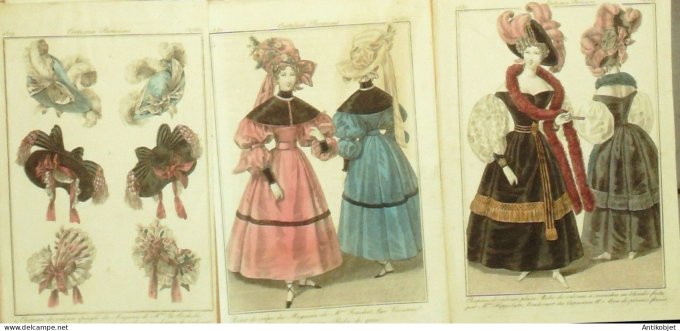 Gravures de mode Costume Parisien 1829 Lot 32 9 pièces