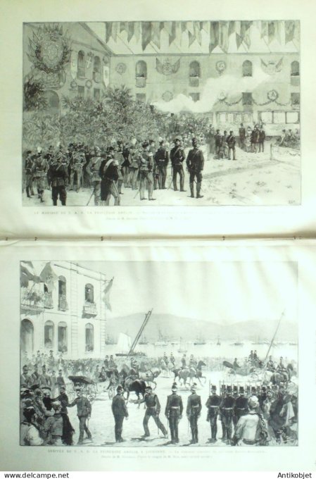 Le Monde illustré 1886 n°1522 Portugal Lisbonne Paquebot La Champagne Espagne à Salamanque