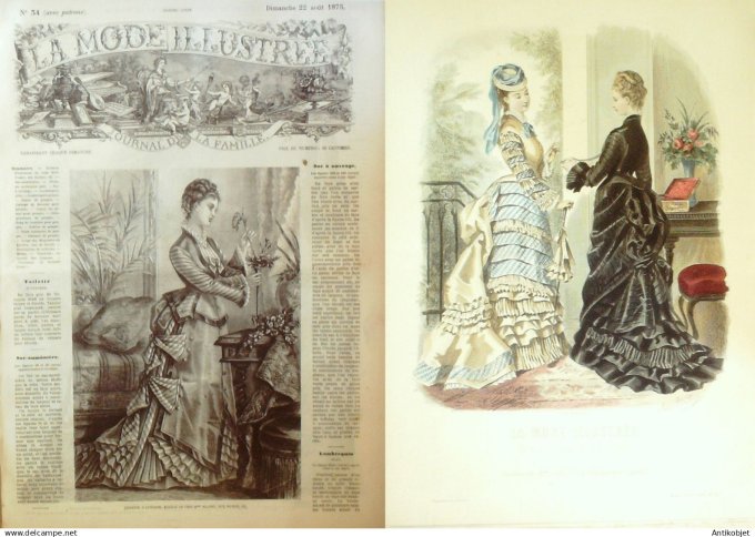 La Mode illustrée journal + gravure associée 1875 # 34