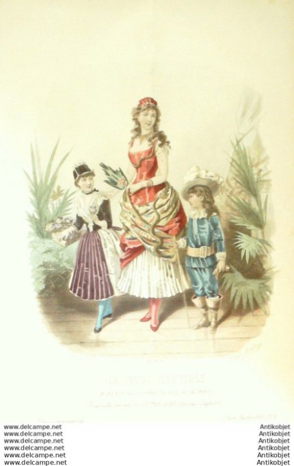 Gravure Mode illustree 1886 #  5 (Old Fashion plate)