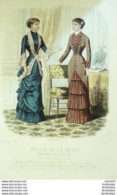 Gravure de mode La Gazette 1879 # 370 Maison Plument