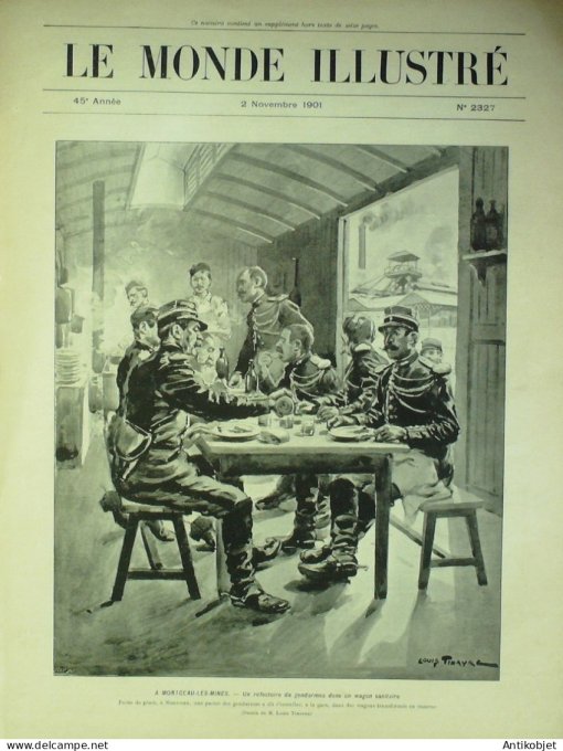 Le Monde illustré 1901 n°2327 Montceau-les-Mines (71)St-Hubert chasse à courre Chine Missionnaires