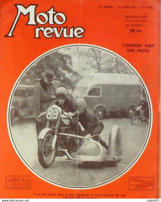 Moto Revue 1952 n° 1076 Gnome Rhone R4, 175 Guiller, Jawa 350  Scooter Iso et l'IsoMoto