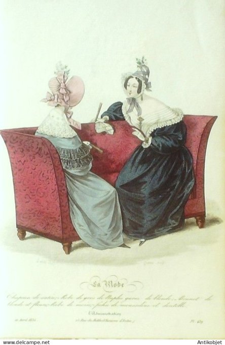 Gravure La mode 1835 # 439 (aquarelle old Fashion plate)