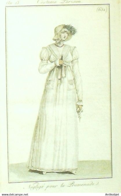 Costume Parisien 1805 an 13 # 652 (eau forte) Négligé pour promenade
