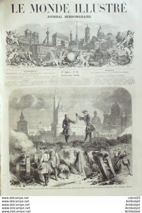 Le Monde illustré 1859 n° 97 Napoléon III Mexique Vera-Cruz Italie Rome Théâtre Apollo