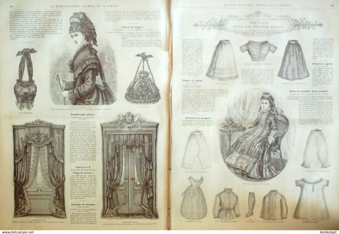 La Mode illustrée journal + gravure associée 1875 # 34