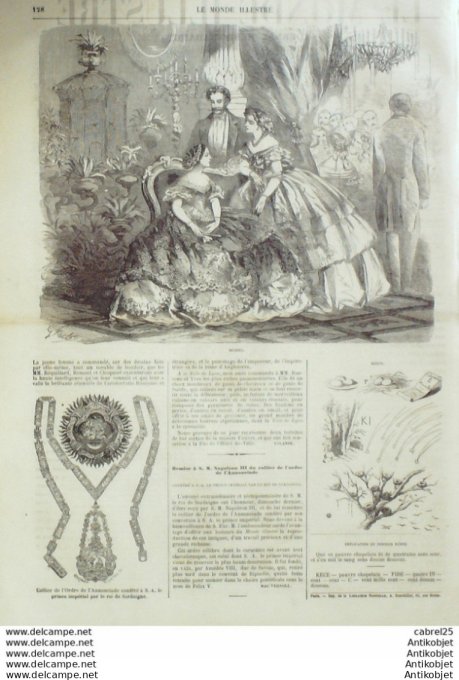 Le Monde illustré 1859 n° 97 Napoléon III Mexique Vera-Cruz Italie Rome Théâtre Apollo