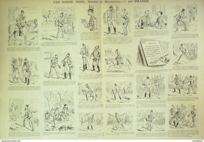 La Caricature 1884 #246 Bonne prise Draner déjeuner sur l'herbe Sorel Trock
