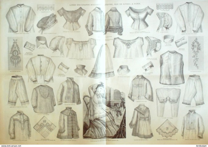 La Mode illustrée journal + gravure associée 1875 # 34