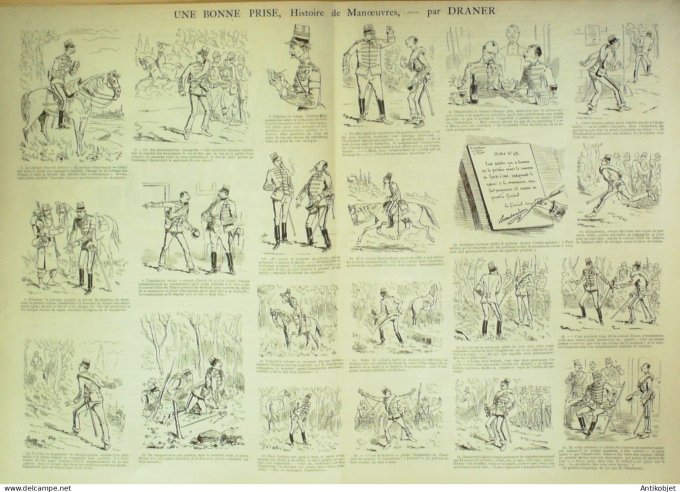 La Caricature 1884 #246 Bonne prise Draner déjeuner sur l'herbe Sorel Trock