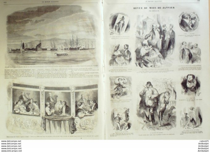 Le Monde illustré 1859 n° 97 Napoléon III Mexique Vera-Cruz Italie Rome Théâtre Apollo