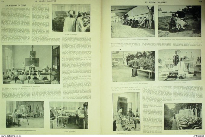 Le Monde illustré 1901 n°2327 Montceau-les-Mines (71)St-Hubert chasse à courre Chine Missionnaires