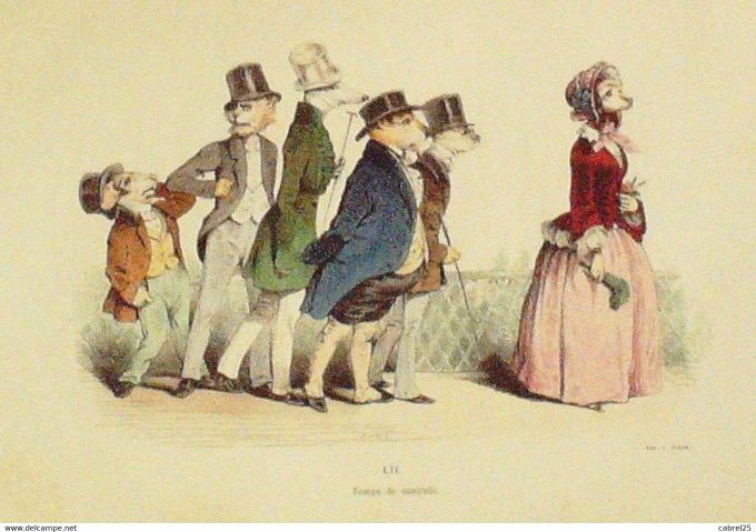 Grandville "Les Métamorphoses du jour" LIIB Chiens Tigre 1847