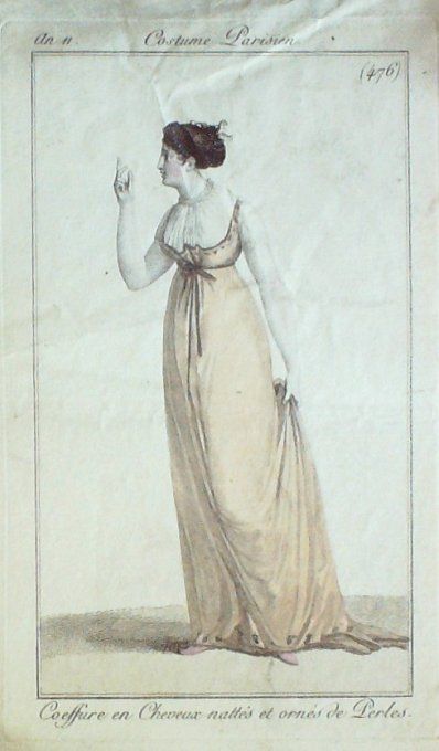 Gravure Mode Costume Parisien 1803 an 11 # 476 (eau forte old Fashion plate