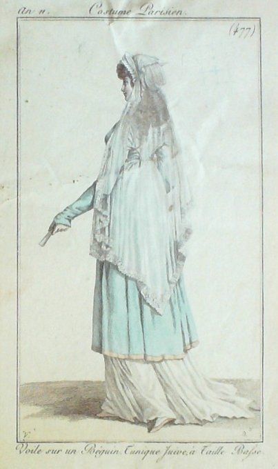 Gravure Mode Costume Parisien 1803 an 11 # 477 (eau forte old Fashion plate