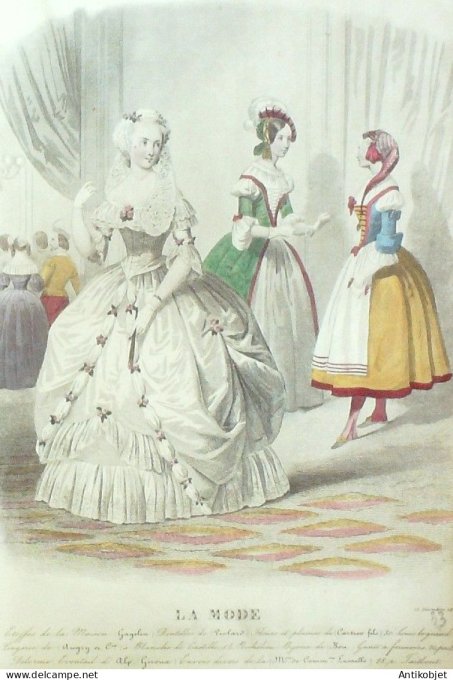 Gravure La mode 1844 # 33 (aquarelle old Fashion plate)