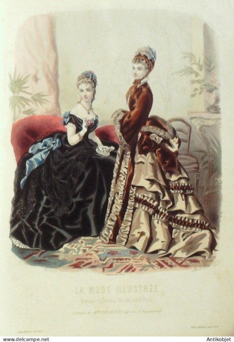 Gravure de mode La Mode illustrée 1874 n°09 (Maison Delaunay)