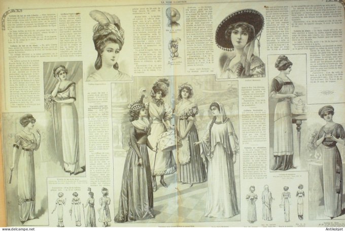 La Mode illustrée journal 1911 n° 01 Toilettes Costumes Passementerie