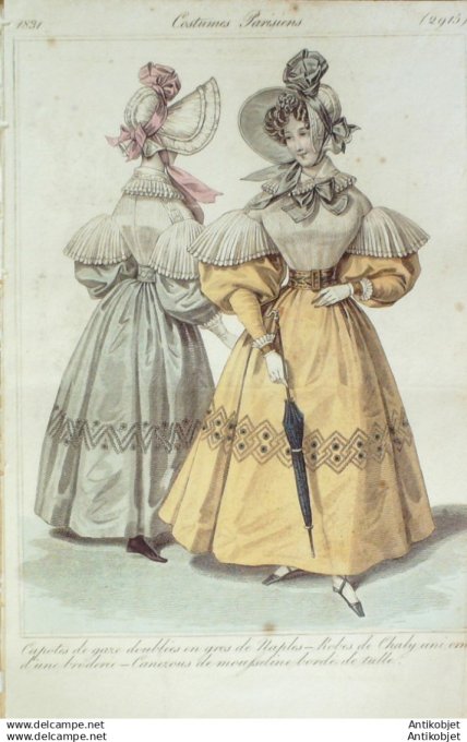 Gravure Mode Costume Parisien 1831 # 2915 (eau forte old Fashion plate