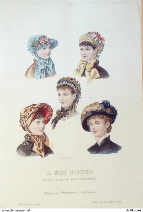 Gravure de mode La Mode illustrée 1882 n°14 (Maison Deloffre)