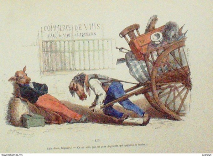 Grandville "Les Métamorphoses du jour" LIII Cheval Veau 1847