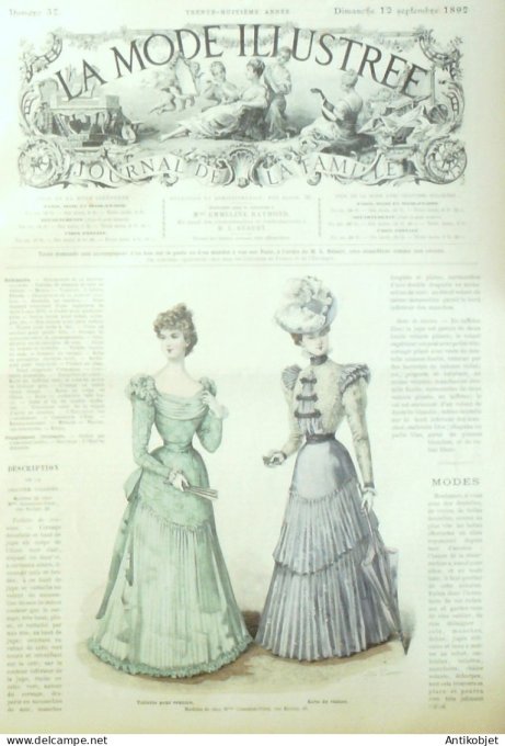 La Mode illustrée journal 1897 n° 37 Toillettes de réunion & visites