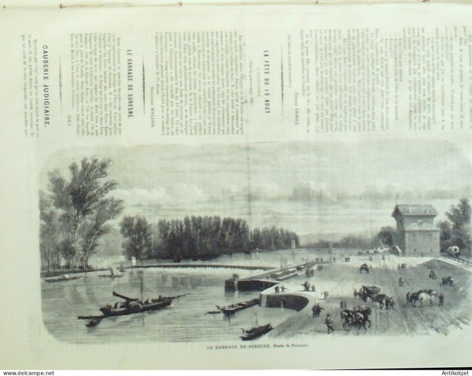 Le journal illustré 1866 n°290 Suresnes (92) la barrage Emilio Castelar