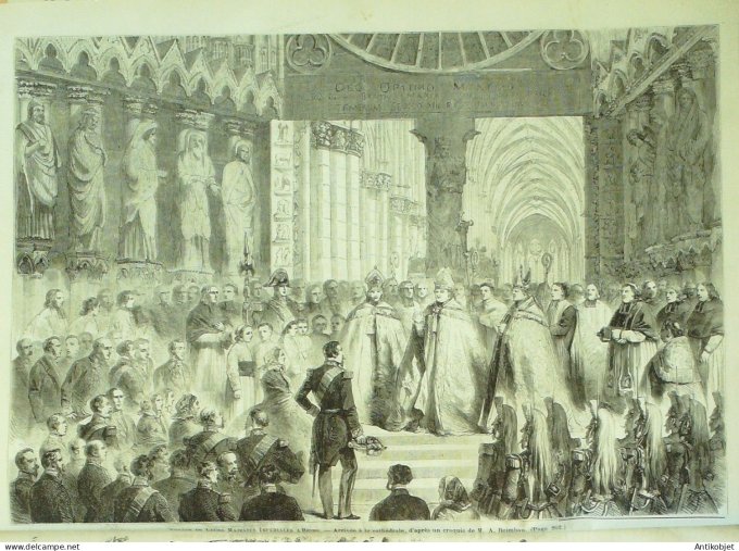 Le Monde illustré 1858 n° 80 Reims (51) Nimes (30) foire aux ânes Algérie Bruxelles