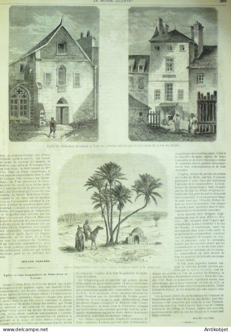 Le Monde illustré 1858 n° 80 Reims (51) Nimes (30) foire aux ânes Algérie Bruxelles
