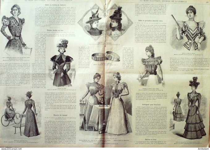 La Mode illustrée journal 1897 n° 37 Toillettes de réunion & visites