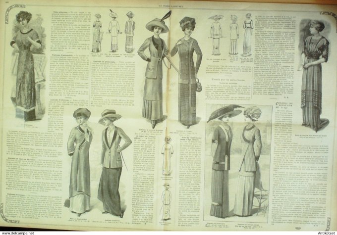 La Mode illustrée journal 1910 n° 31 Toilettes Costumes Passementerie
