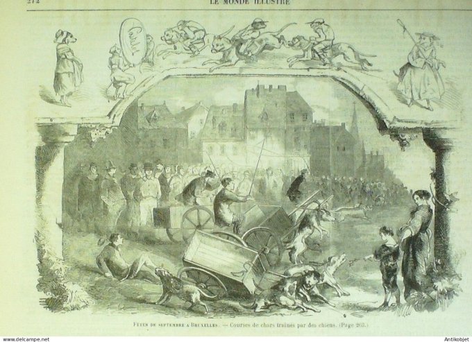 Le Monde illustré 1858 n° 80 Reims (51) Nimes (30) foire aux ânes Algérie Bruxelles