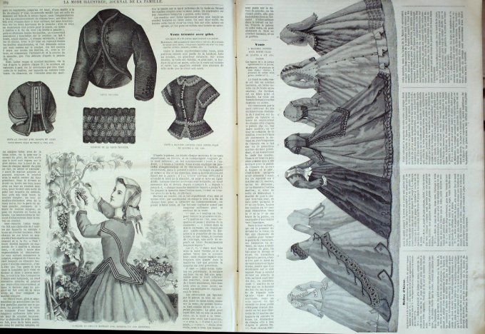 Journal Mode illustrée 1864 # 47 Corsage à basques & cachemire