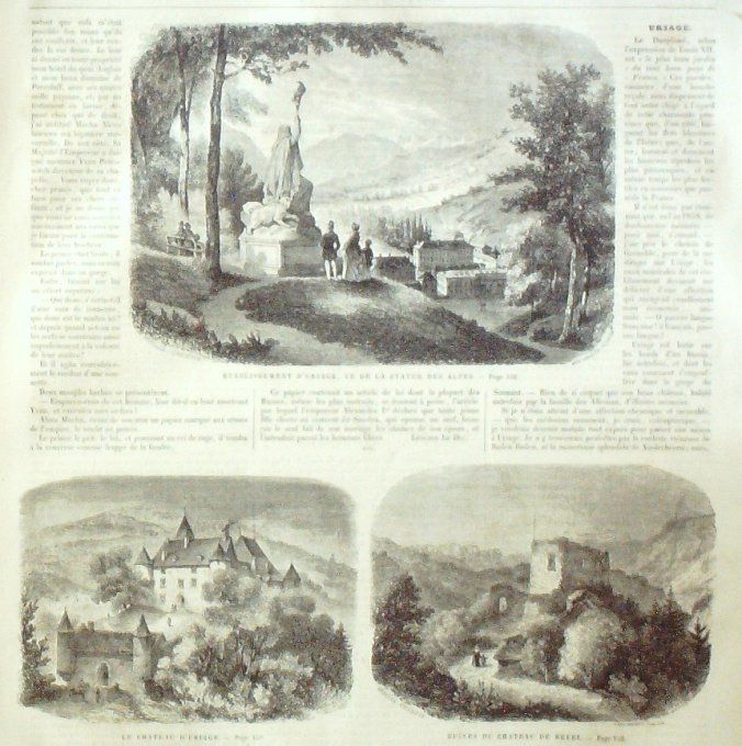 L'Univers illustré 1859 #  47 ALfred Le Grand Uriage (38) château Revel (31)