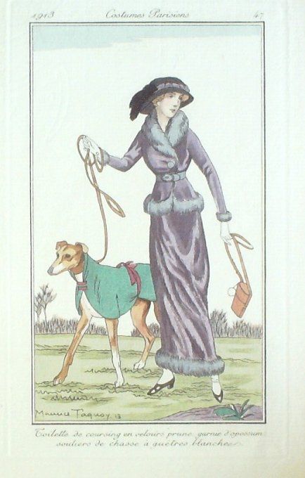 Taquoy Maurice Pochoir Mode Art Deco n°  47-1913 Journal des Dames