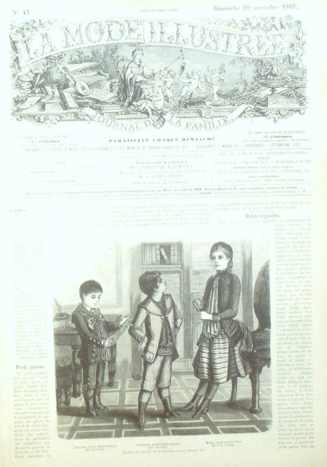 Journal Mode illustrée 1887 # 47 Costumes garçon robe fillette
