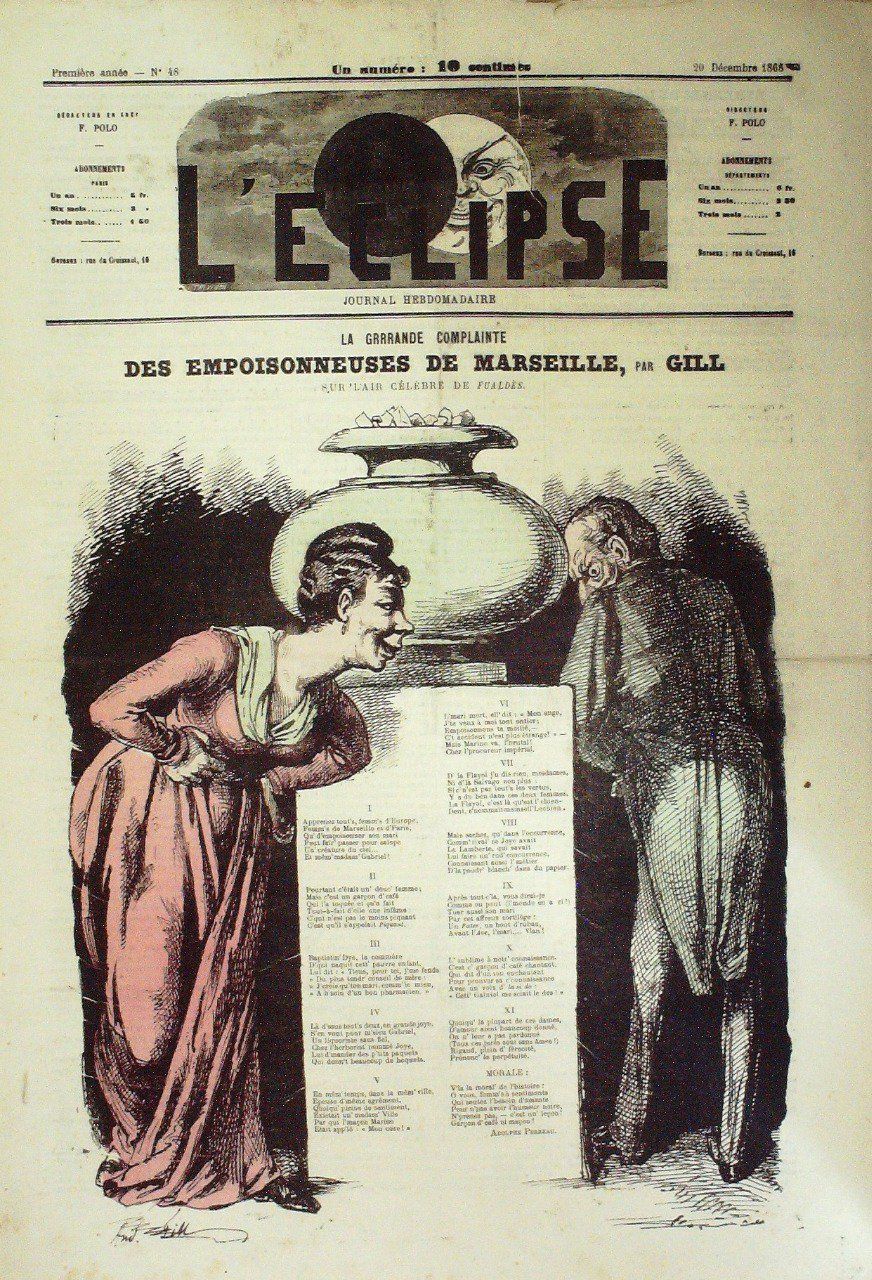 L'ECLIPSE-1868/48-EMPOISONNEUSES de MARSEILLE-André GILL