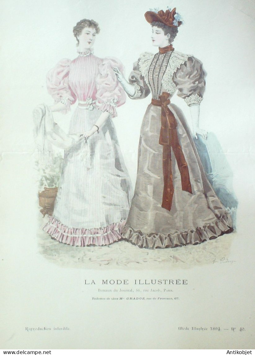 Gravure Mode illustree 1894 # 40 (Old Fashion plate) RARE