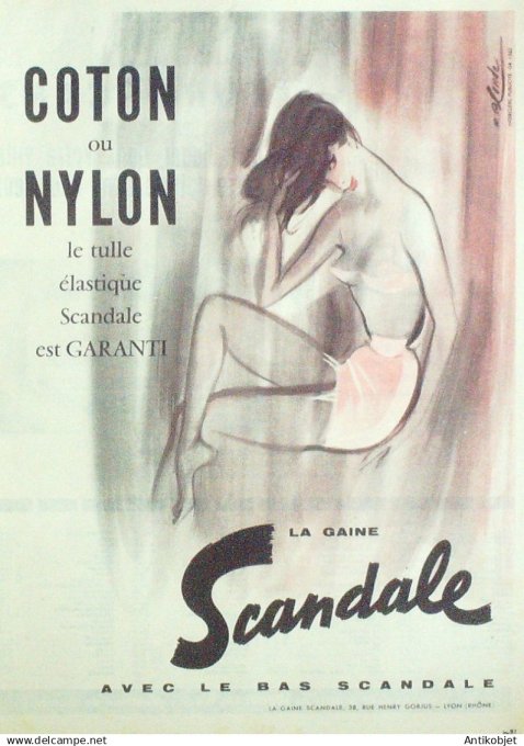 Publicité Lingerie Scandale signée Blonde 1952