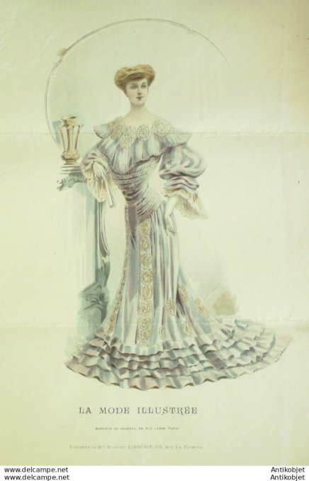 Gravure Mode illustree 1904 #  7 (Old Fashion plate) rare