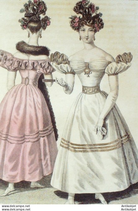 Costume Parisien 1829 # 2676 Robe de gaze corsage drapé