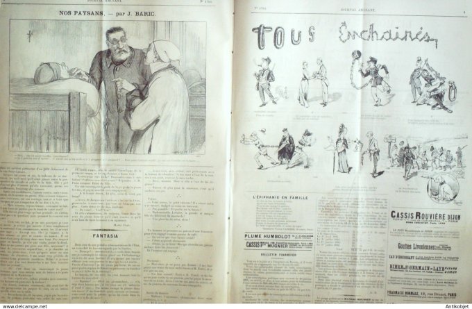 Le Journal Amusant 1891 n°1793 Dangers du patinage sur la glace Vaudeville Mme Mongodin Dans la rue