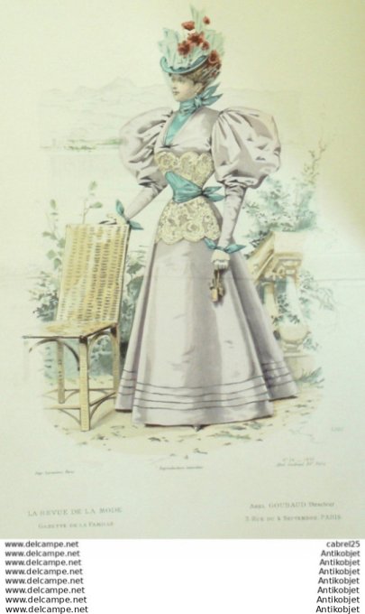 Gravure Mode La Gazette 1896 # 24 (Old Fashion plate)