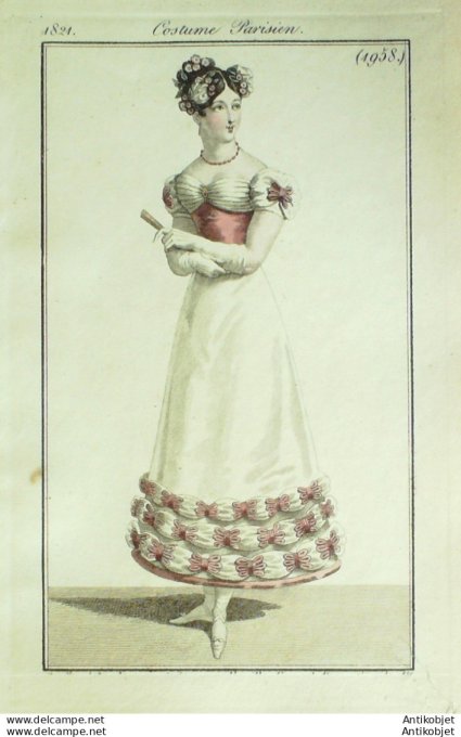 Costume Parisien 1821 # 1958 Robe de tulle à corsage satin