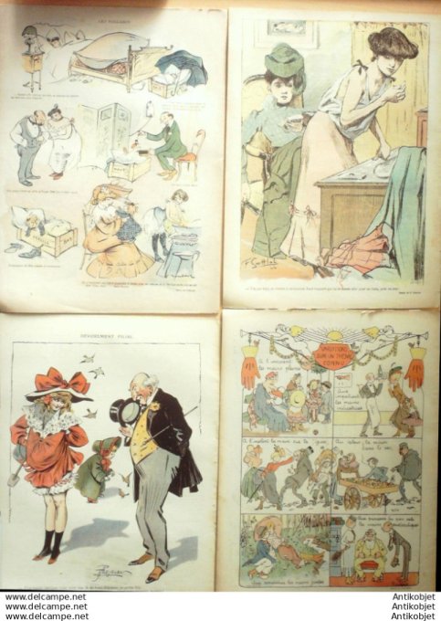 Le Rire 1906 lot 4 revues Huard Guydo Avelot Gotlob Guillaume Poulbot Carlegle Bac Prejelan