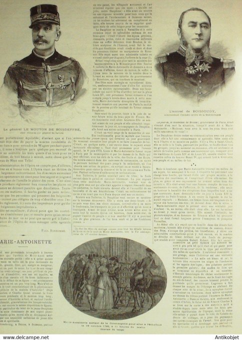 Soleil du Dimanche 1893 n°42 Marie-Antoinette échaffaud Gal Mouton Boisdeffre