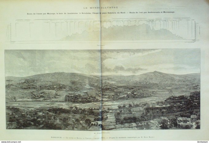 Le Monde illustré 1895 n°1982 Sathonay (01) Madagascar Majunga Bombétoke Betsiboka