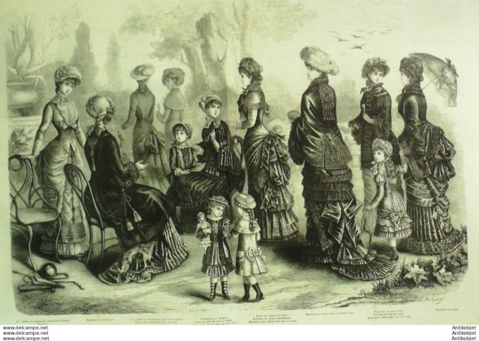 Gravure de mode La Mode illustrée (Maison Coussinet) Pardessus printemps